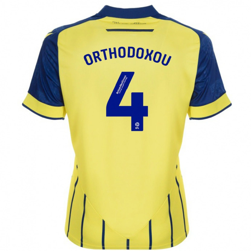 Danxen Kvinder Francesca Orthodoxou #4 Gul Blå Udebane Spillertrøjer 2024/25 Trøje T-Shirt