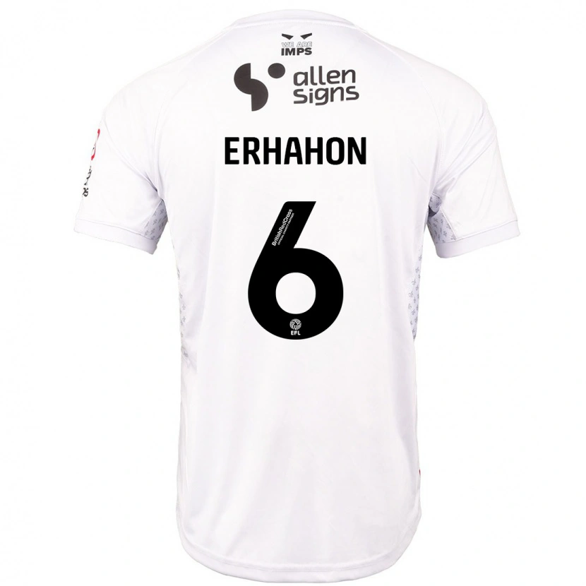 Danxen Kvinder Ethan Erhahon #6 Rød Hvid Udebane Spillertrøjer 2024/25 Trøje T-Shirt