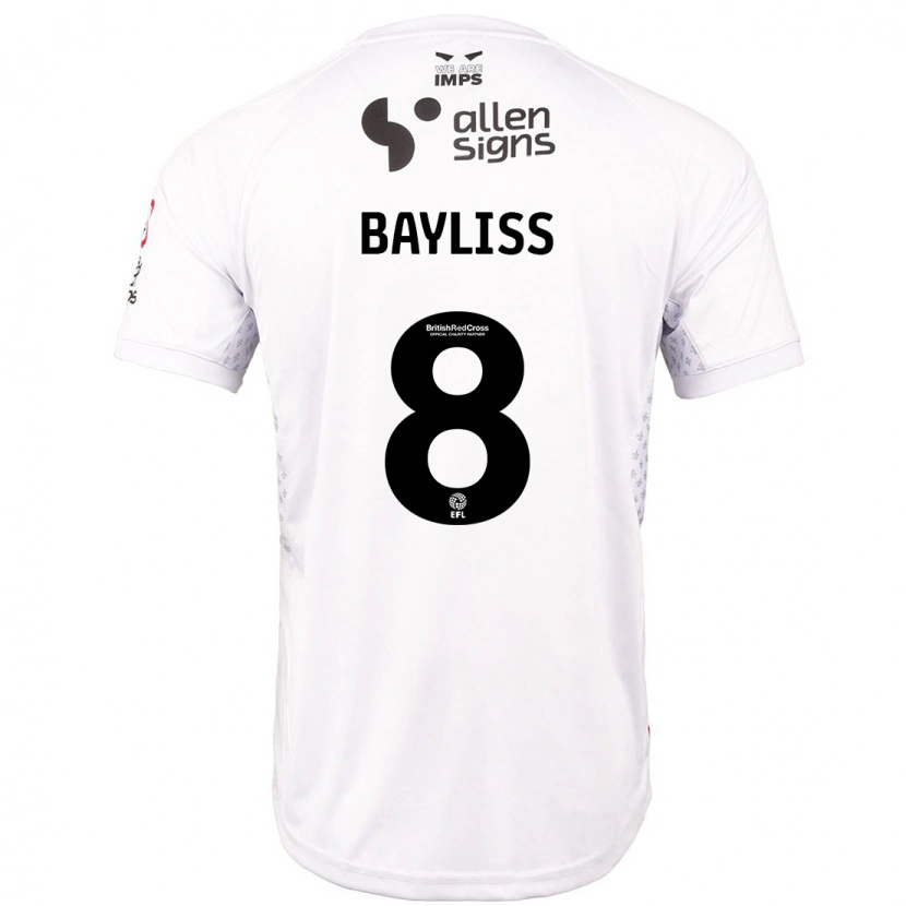 Danxen Kvinder Tom Bayliss #8 Rød Hvid Udebane Spillertrøjer 2024/25 Trøje T-Shirt