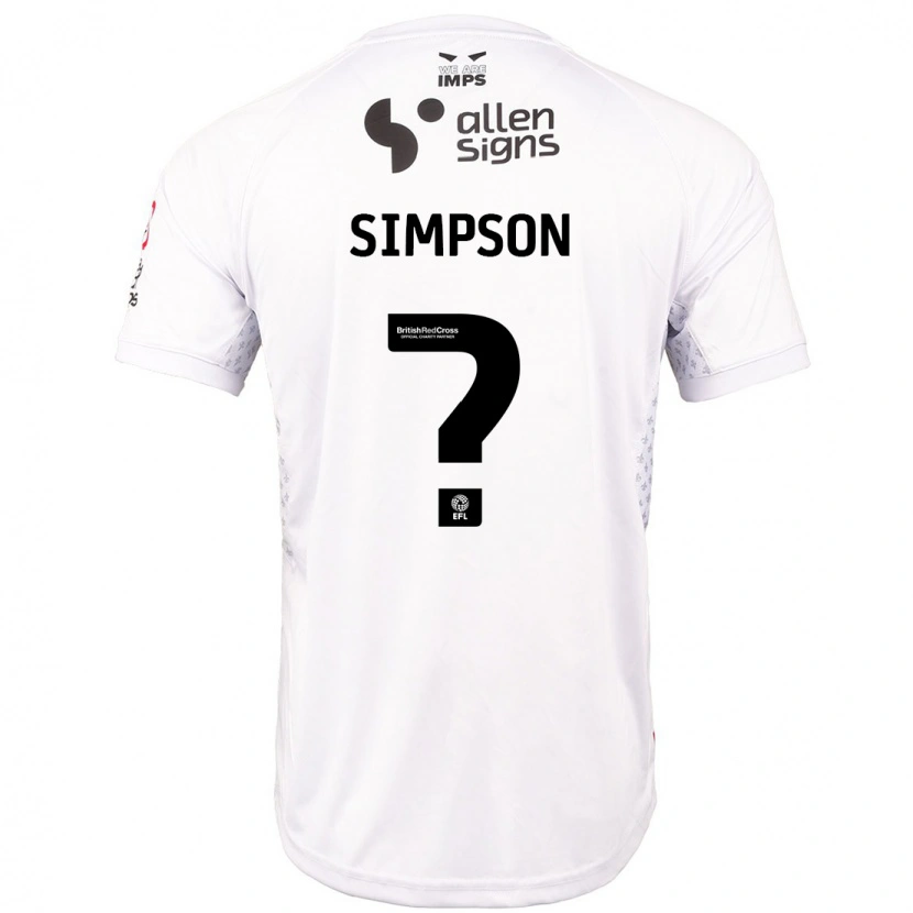 Danxen Kvinder John Simpson #0 Rød Hvid Udebane Spillertrøjer 2024/25 Trøje T-Shirt
