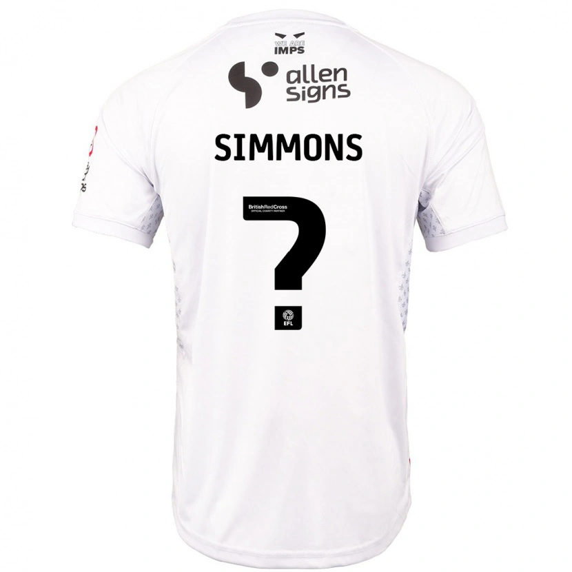 Danxen Kvinder Noah Simmons #0 Rød Hvid Udebane Spillertrøjer 2024/25 Trøje T-Shirt