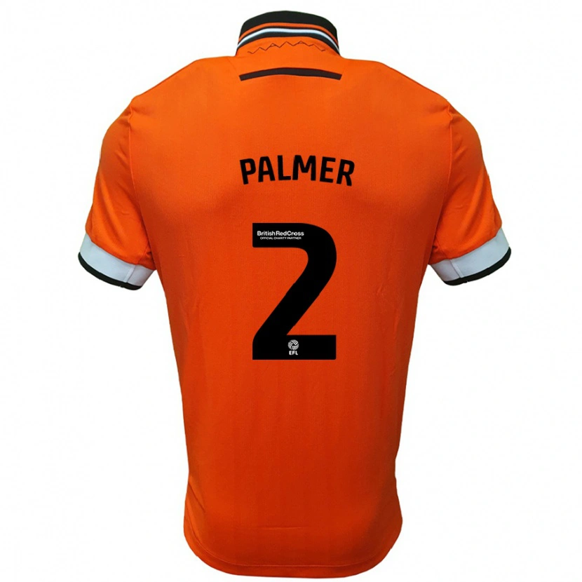 Danxen Kvinder Liam Palmer #2 Orange Hvid Udebane Spillertrøjer 2024/25 Trøje T-Shirt