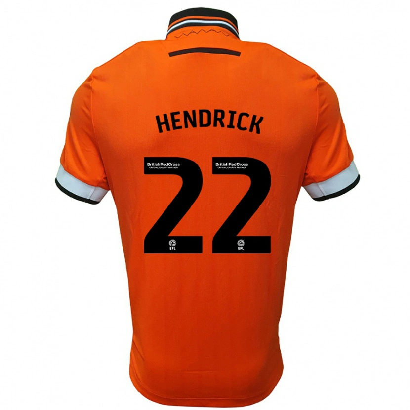 Danxen Kvinder Jeff Hendrick #22 Orange Hvid Udebane Spillertrøjer 2024/25 Trøje T-Shirt