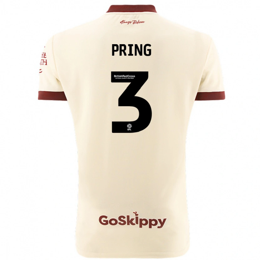 Danxen Kvinder Cameron Pring #3 Creme Hvid Udebane Spillertrøjer 2024/25 Trøje T-Shirt