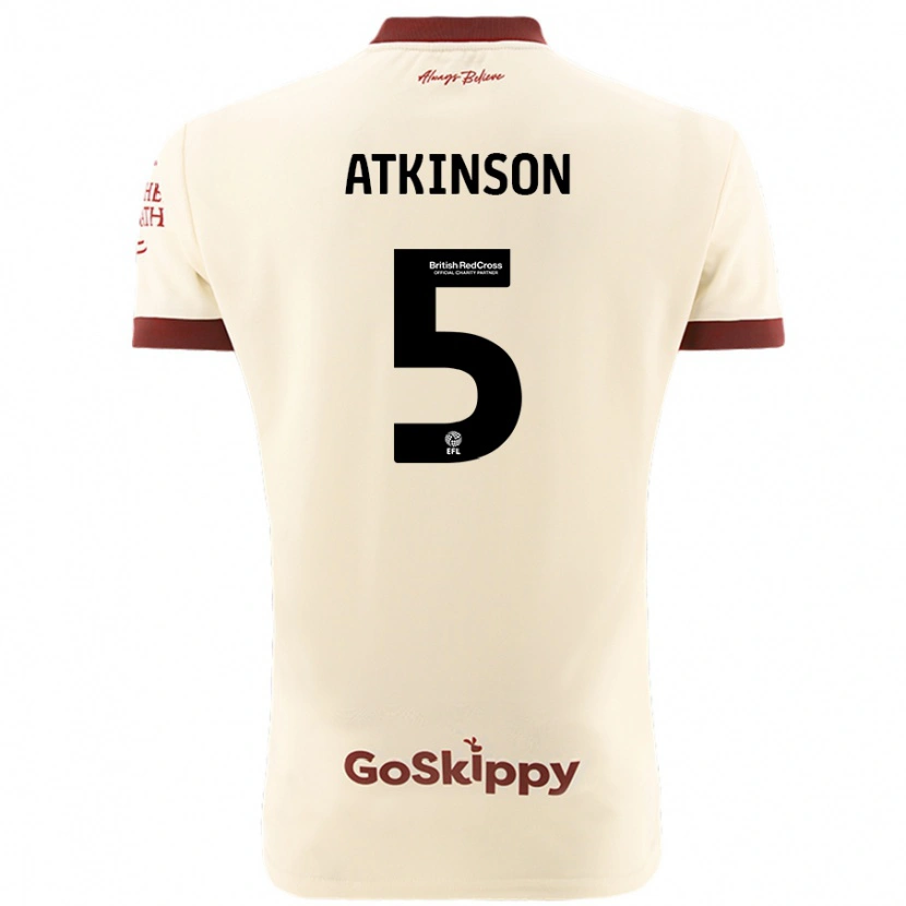 Danxen Kvinder Rob Atkinson #5 Creme Hvid Udebane Spillertrøjer 2024/25 Trøje T-Shirt