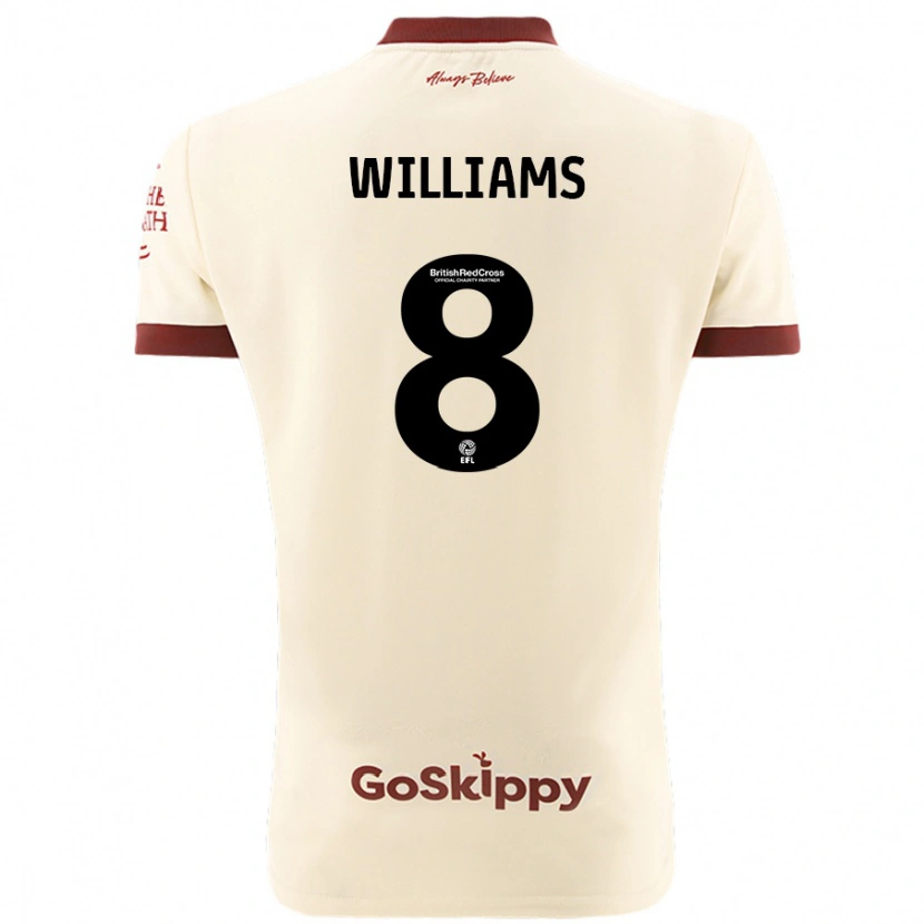 Danxen Kvinder Joe Williams #8 Creme Hvid Udebane Spillertrøjer 2024/25 Trøje T-Shirt