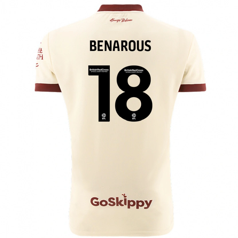 Danxen Kvinder Ayman Benarous #18 Creme Hvid Udebane Spillertrøjer 2024/25 Trøje T-Shirt