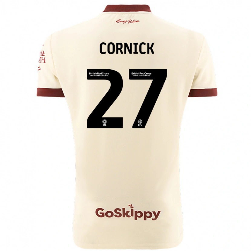 Danxen Kvinder Harry Cornick #27 Creme Hvid Udebane Spillertrøjer 2024/25 Trøje T-Shirt