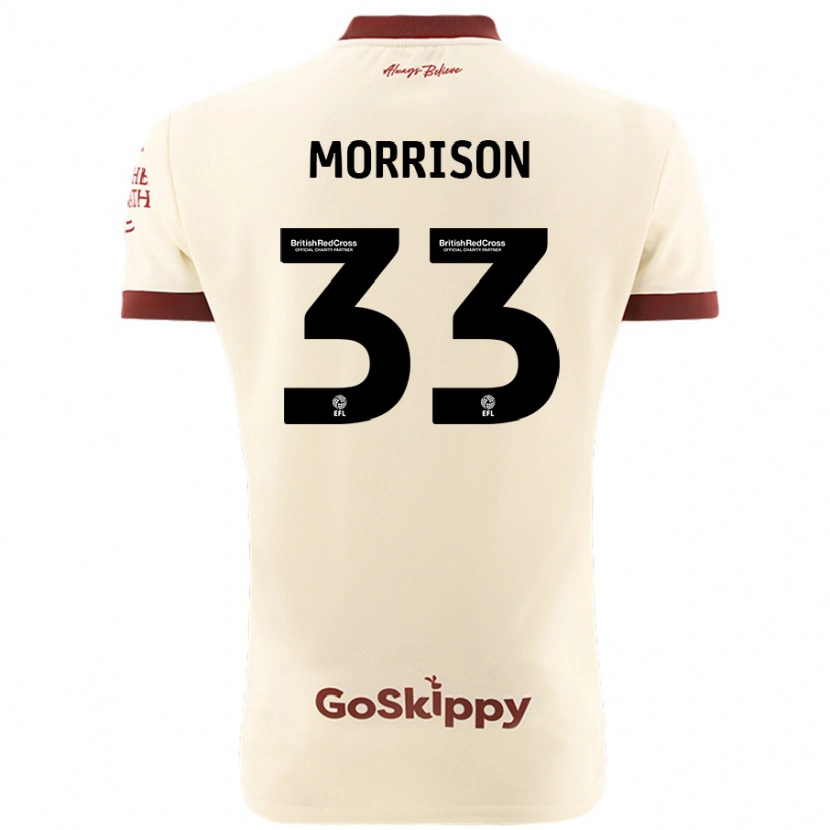 Danxen Kvinder Elijah Morrison #33 Creme Hvid Udebane Spillertrøjer 2024/25 Trøje T-Shirt