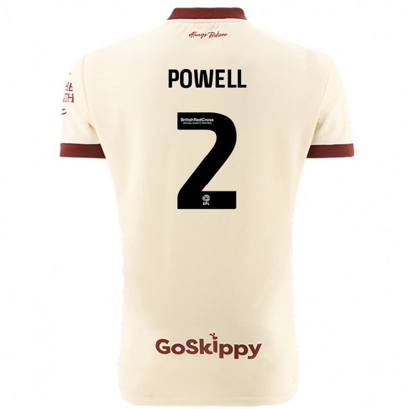 Danxen Kvinder Ella Powell #2 Creme Hvid Udebane Spillertrøjer 2024/25 Trøje T-Shirt