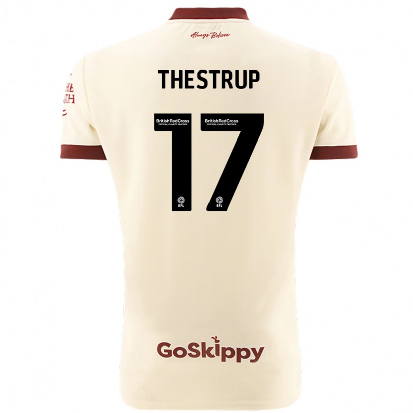Danxen Kvinder Amalie Thestrup #17 Creme Hvid Udebane Spillertrøjer 2024/25 Trøje T-Shirt