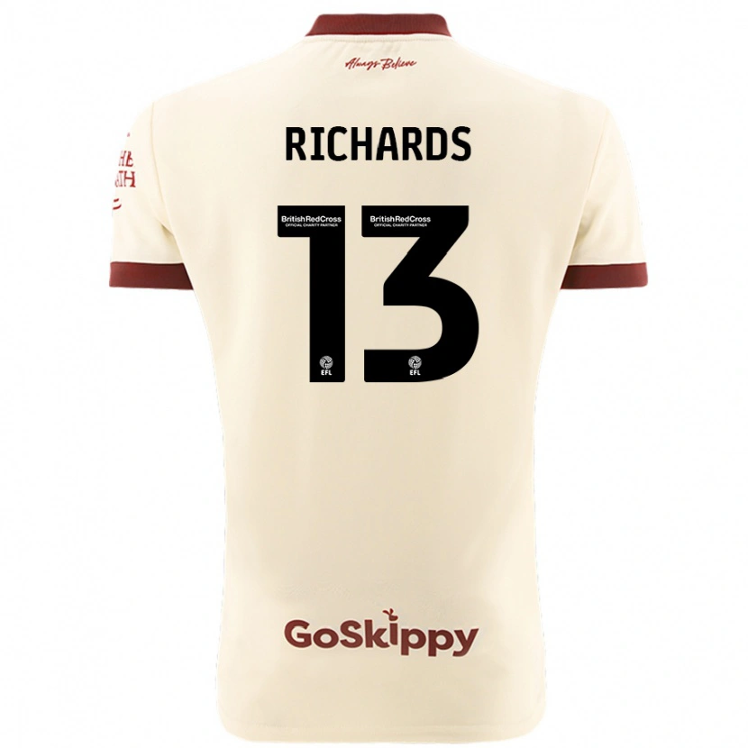Danxen Kvinder Harvey Wiles-Richards #13 Creme Hvid Udebane Spillertrøjer 2024/25 Trøje T-Shirt