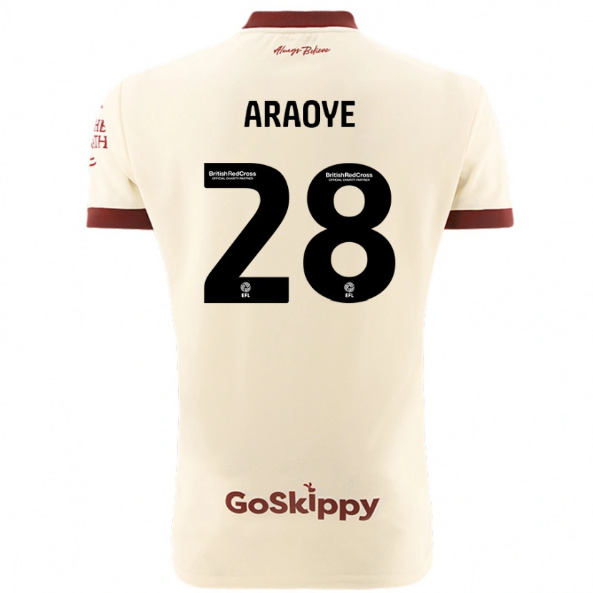 Danxen Kvinder Raphael Araoye #28 Creme Hvid Udebane Spillertrøjer 2024/25 Trøje T-Shirt
