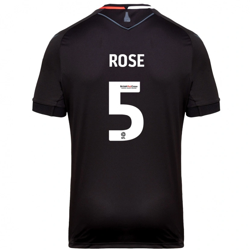 Danxen Kvinder Michael Rose #5 Sort Udebane Spillertrøjer 2024/25 Trøje T-Shirt