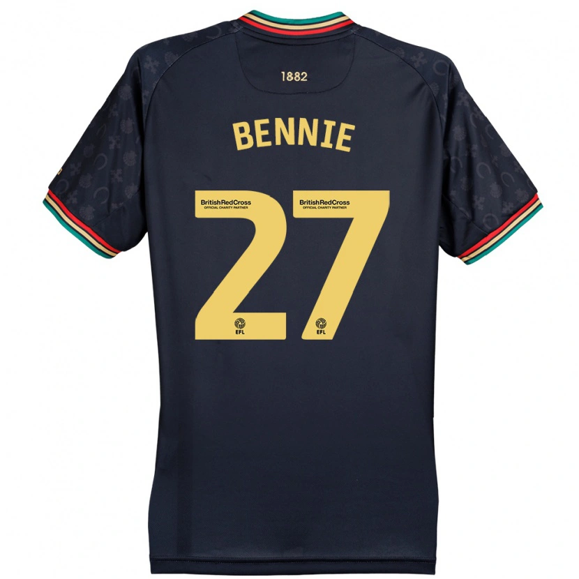 Danxen Kvinder Daniel Bennie #27 Mørk Marineblå Udebane Spillertrøjer 2024/25 Trøje T-Shirt