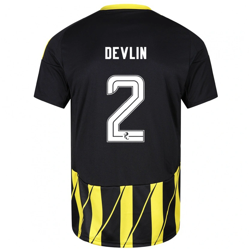 Danxen Kvinder Nicky Devlin #2 Sort Gul Udebane Spillertrøjer 2024/25 Trøje T-Shirt