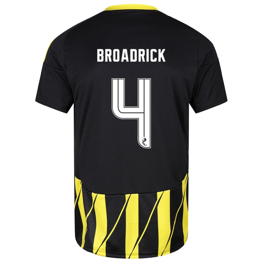 Danxen Kvinder Jessica Broadrick #4 Sort Gul Udebane Spillertrøjer 2024/25 Trøje T-Shirt