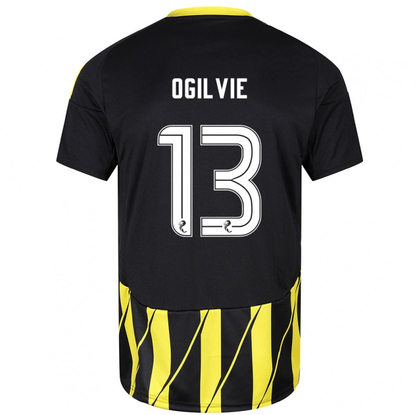 Danxen Kvinder Francesca Ogilvie #13 Sort Gul Udebane Spillertrøjer 2024/25 Trøje T-Shirt