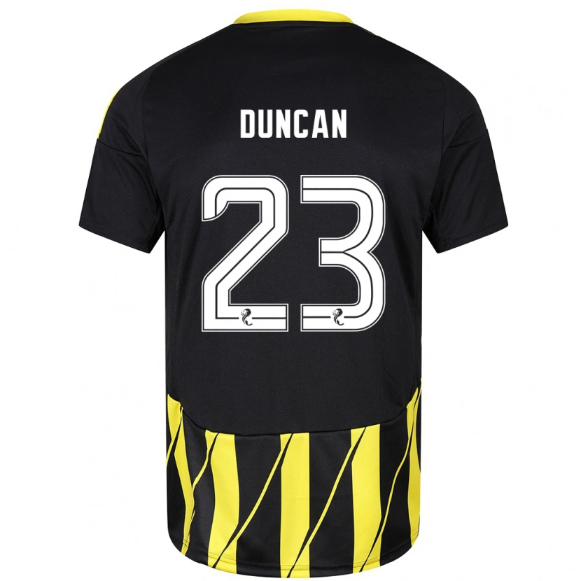 Danxen Kvinder Ryan Duncan #23 Sort Gul Udebane Spillertrøjer 2024/25 Trøje T-Shirt