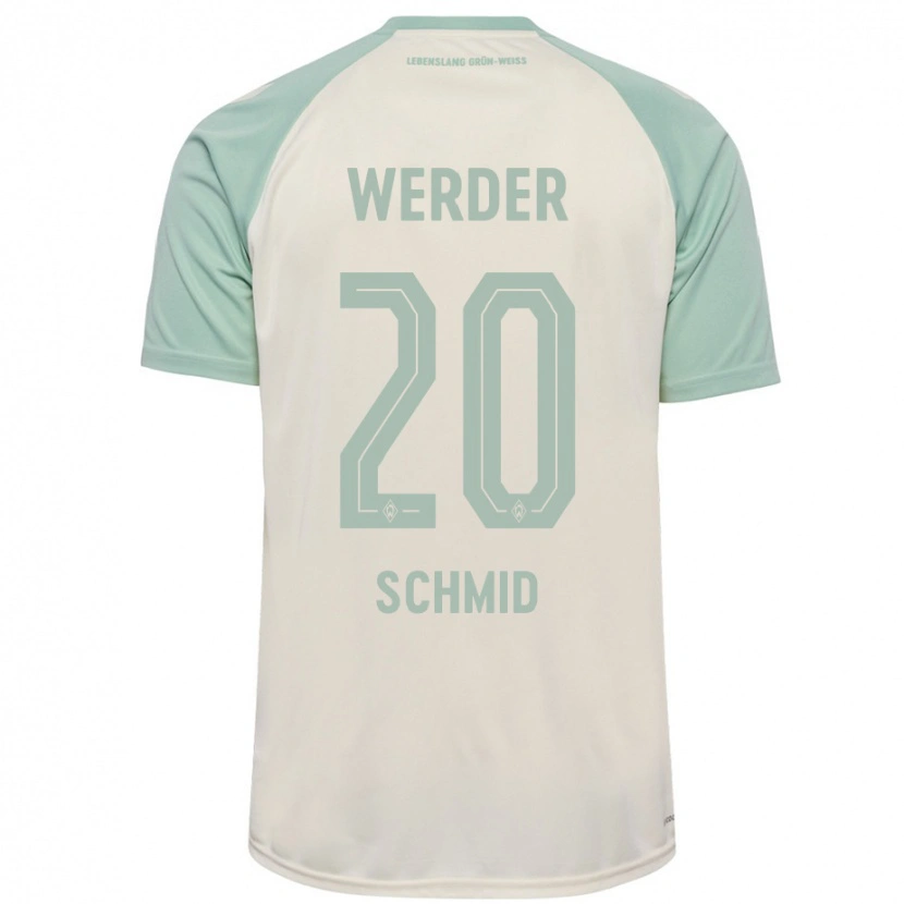 Danxen Kvinder Romano Schmid #20 Råhvid Lysegrøn Udebane Spillertrøjer 2024/25 Trøje T-Shirt