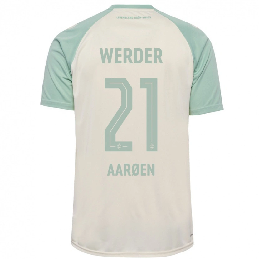 Danxen Kvinder Isak Hansen-Aarøen #21 Råhvid Lysegrøn Udebane Spillertrøjer 2024/25 Trøje T-Shirt