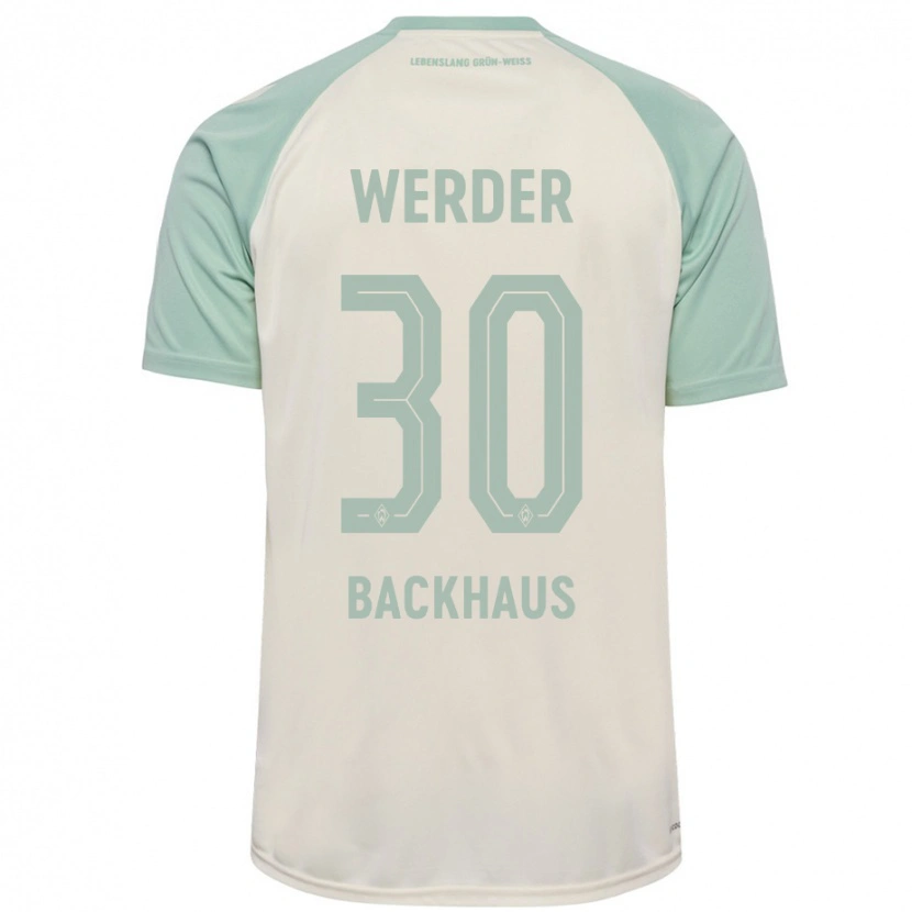 Danxen Kvinder Mio Backhaus #30 Råhvid Lysegrøn Udebane Spillertrøjer 2024/25 Trøje T-Shirt