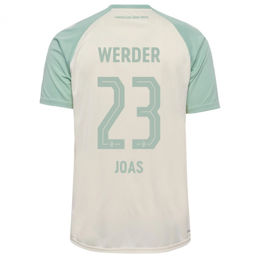 Danxen Kvinder Julius Joas #23 Råhvid Lysegrøn Udebane Spillertrøjer 2024/25 Trøje T-Shirt