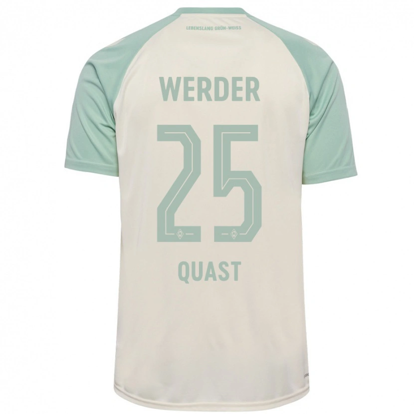 Danxen Kvinder Sönke Quast #25 Råhvid Lysegrøn Udebane Spillertrøjer 2024/25 Trøje T-Shirt