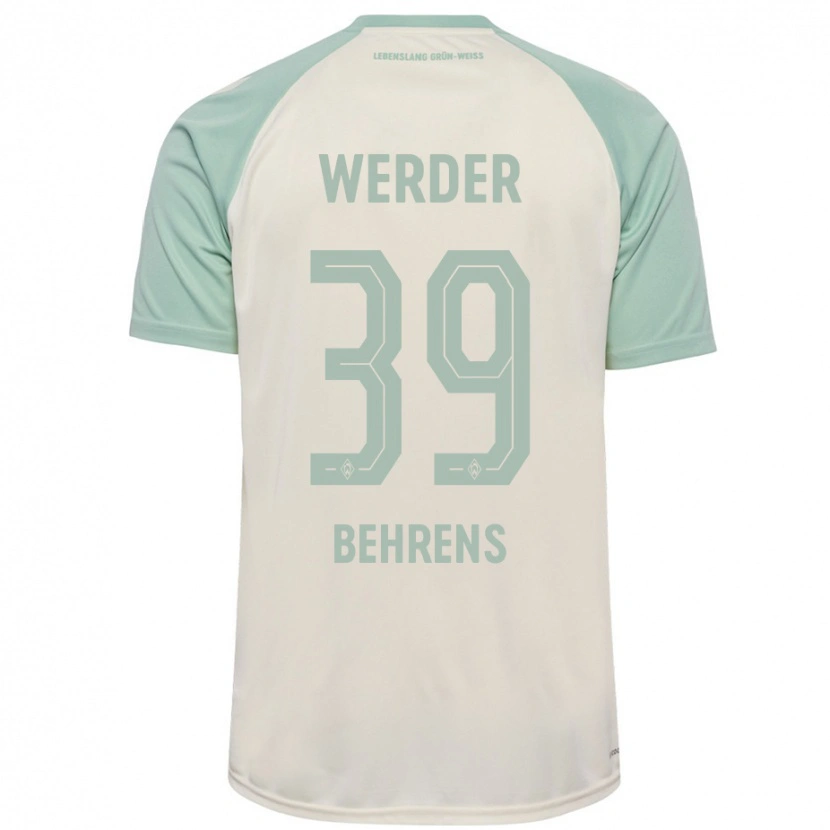 Danxen Kvinder Jette Behrens #39 Råhvid Lysegrøn Udebane Spillertrøjer 2024/25 Trøje T-Shirt