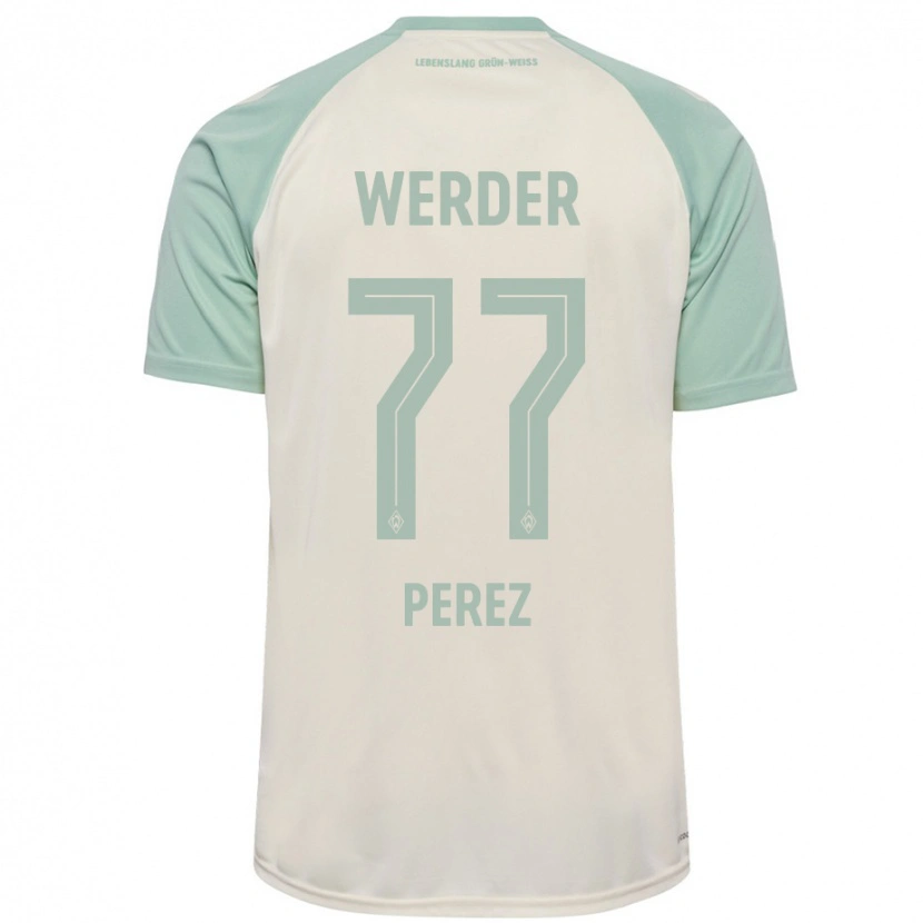 Danxen Kvinder Catalina Pérez #77 Råhvid Lysegrøn Udebane Spillertrøjer 2024/25 Trøje T-Shirt