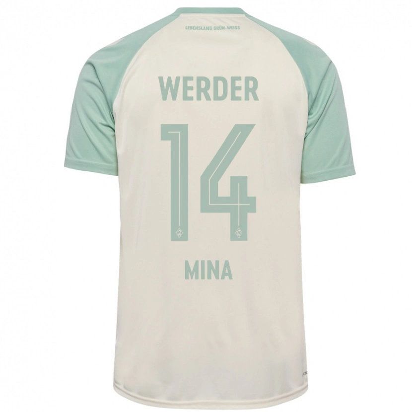 Danxen Kvinder Johan Mina #14 Råhvid Lysegrøn Udebane Spillertrøjer 2024/25 Trøje T-Shirt