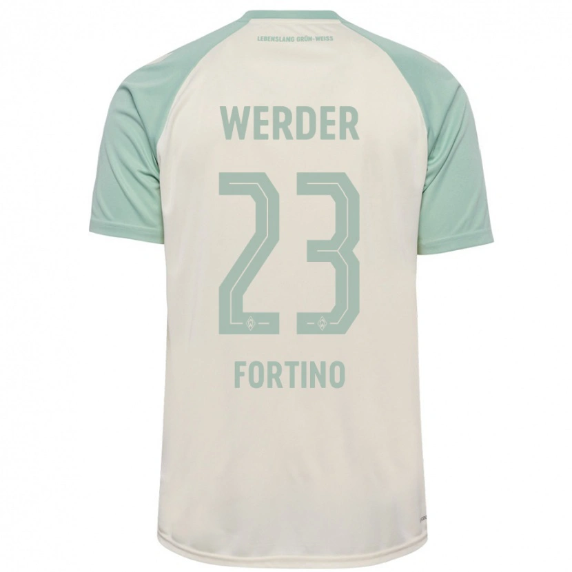 Danxen Kvinder Pierro Miguel Fortino #23 Råhvid Lysegrøn Udebane Spillertrøjer 2024/25 Trøje T-Shirt