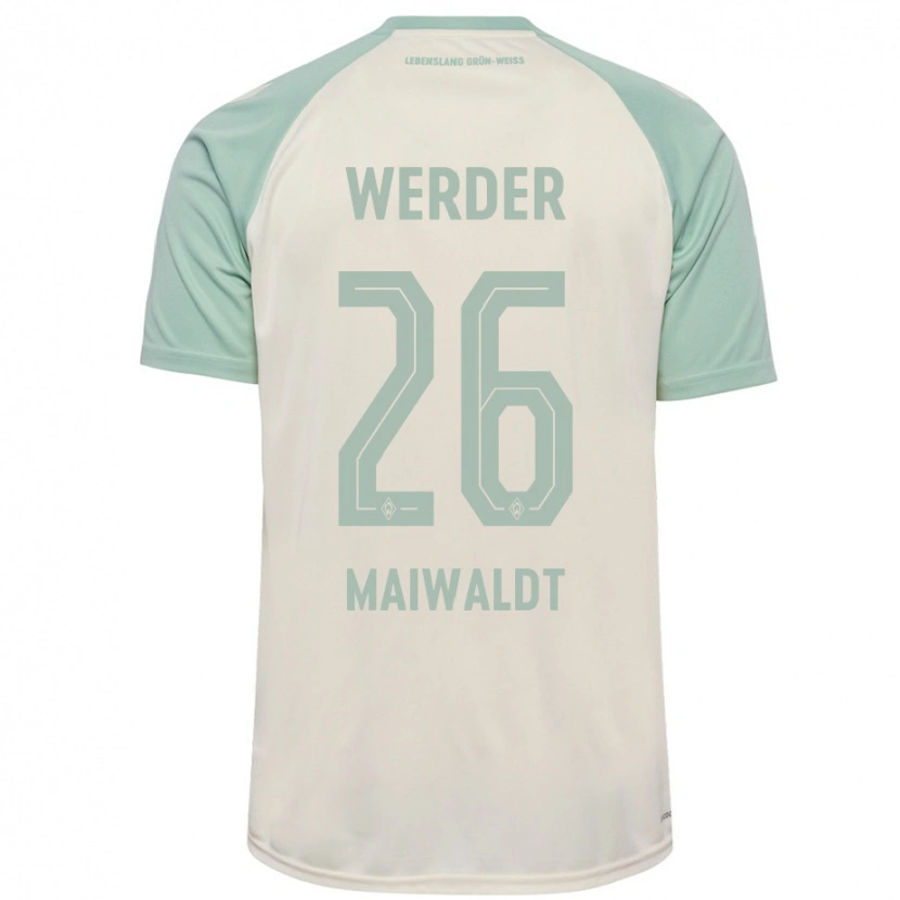 Danxen Kvinder Julius Maiwaldt #26 Råhvid Lysegrøn Udebane Spillertrøjer 2024/25 Trøje T-Shirt