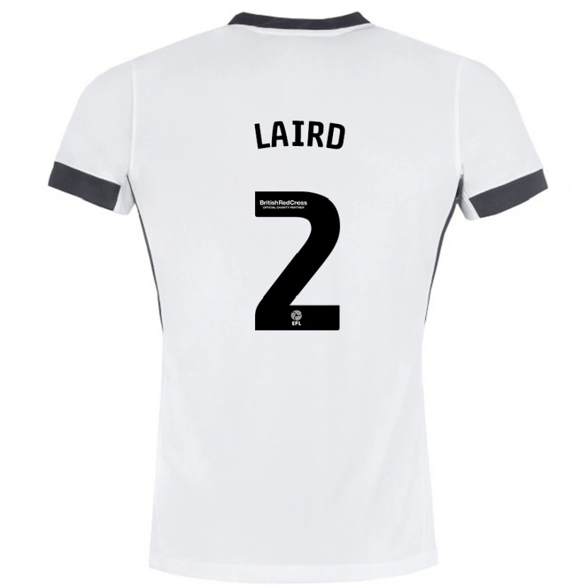 Danxen Kvinder Ethan Laird #2 Hvid Sort Udebane Spillertrøjer 2024/25 Trøje T-Shirt