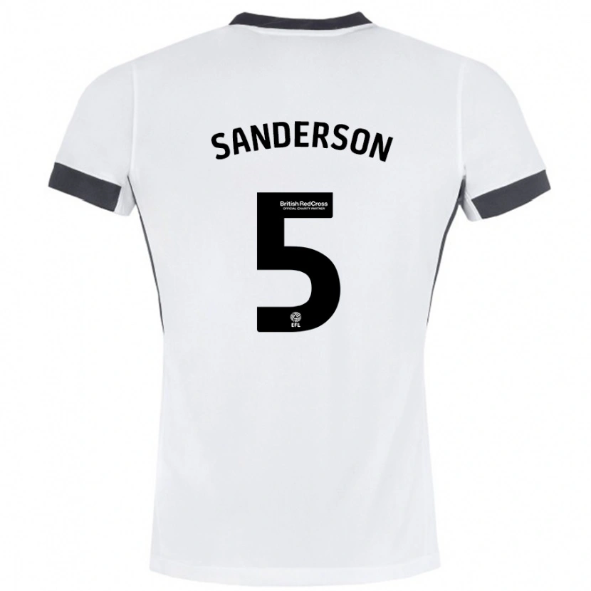 Danxen Kvinder Dion Sanderson #5 Hvid Sort Udebane Spillertrøjer 2024/25 Trøje T-Shirt
