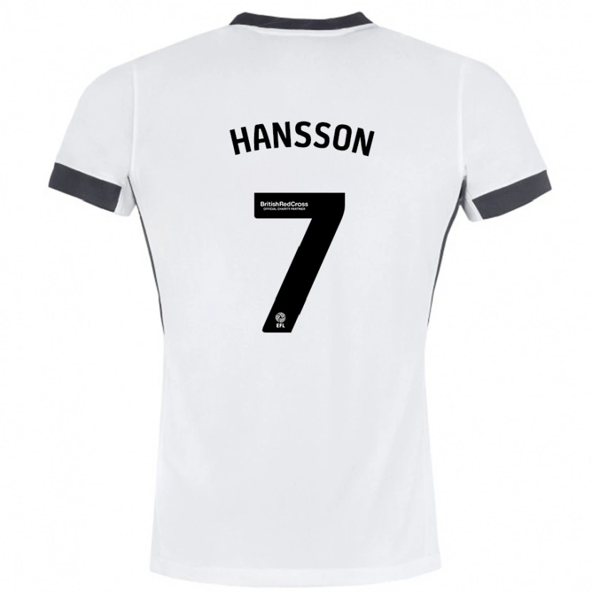 Danxen Kvinder Emil Hansson #7 Hvid Sort Udebane Spillertrøjer 2024/25 Trøje T-Shirt