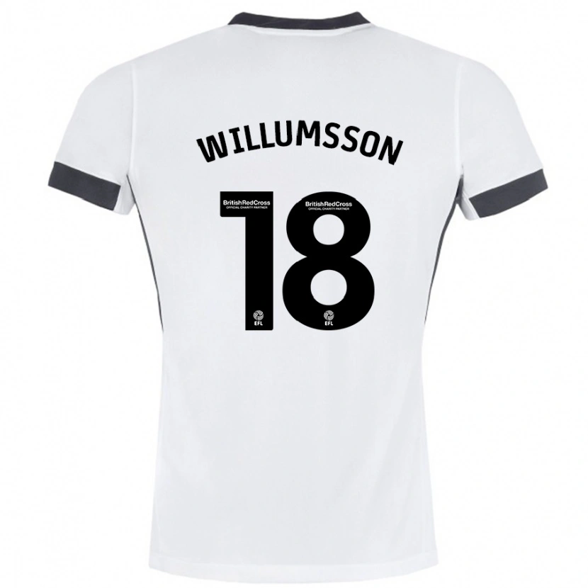 Danxen Kvinder Willum Thór Willumsson #18 Hvid Sort Udebane Spillertrøjer 2024/25 Trøje T-Shirt