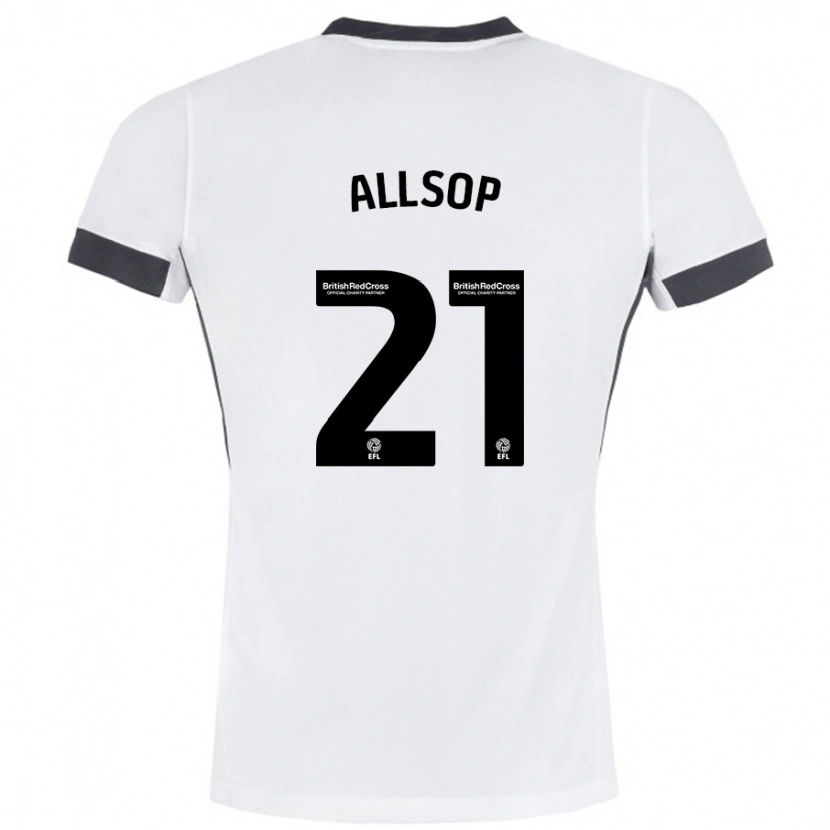 Danxen Kvinder Ryan Allsop #21 Hvid Sort Udebane Spillertrøjer 2024/25 Trøje T-Shirt