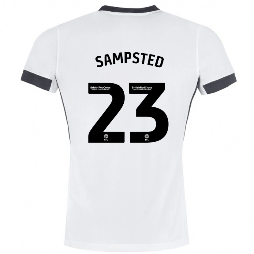 Danxen Kvinder Alfons Sampsted #23 Hvid Sort Udebane Spillertrøjer 2024/25 Trøje T-Shirt