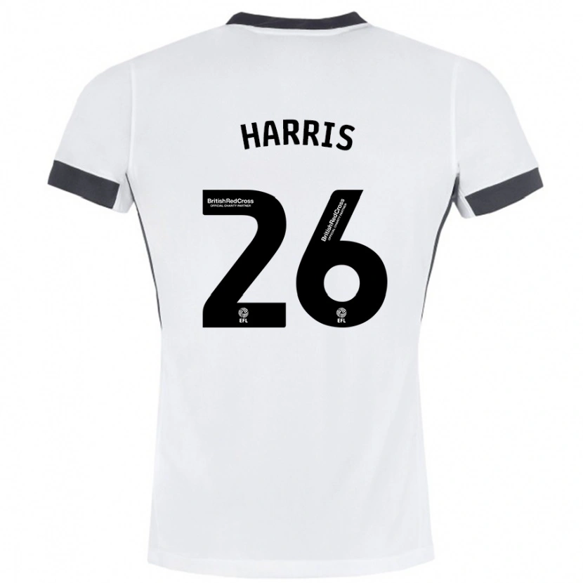 Danxen Kvinder Luke Harris #26 Hvid Sort Udebane Spillertrøjer 2024/25 Trøje T-Shirt