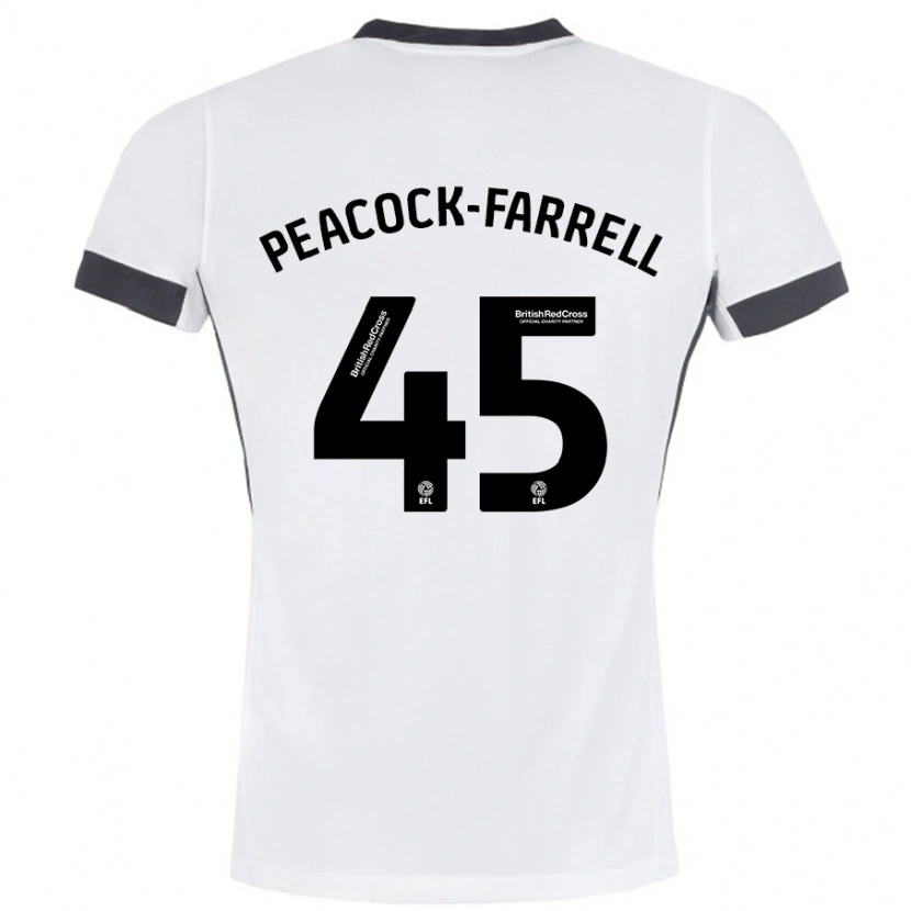 Danxen Kvinder Bailey Peacock-Farrell #45 Hvid Sort Udebane Spillertrøjer 2024/25 Trøje T-Shirt