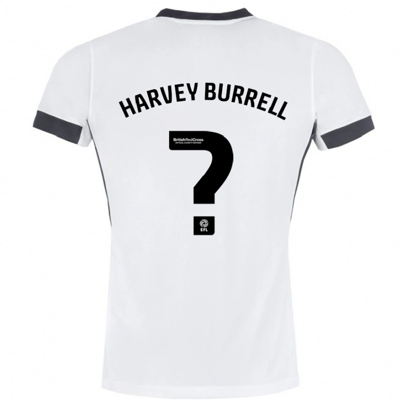 Danxen Kvinder William Harvey Burrell #0 Hvid Sort Udebane Spillertrøjer 2024/25 Trøje T-Shirt