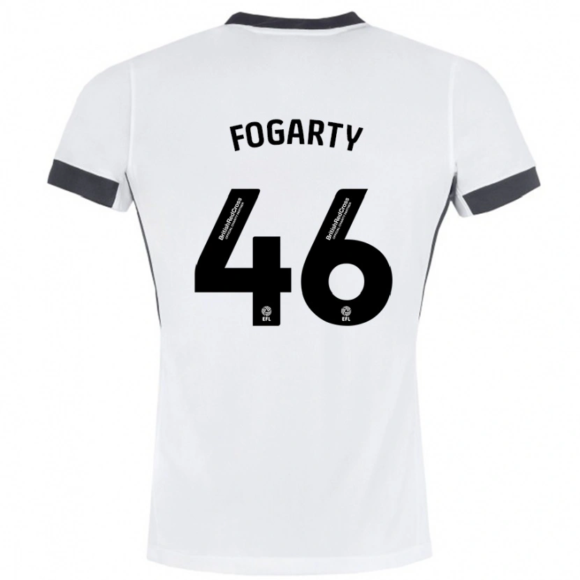 Danxen Kvinder Tom Fogarty #46 Hvid Sort Udebane Spillertrøjer 2024/25 Trøje T-Shirt