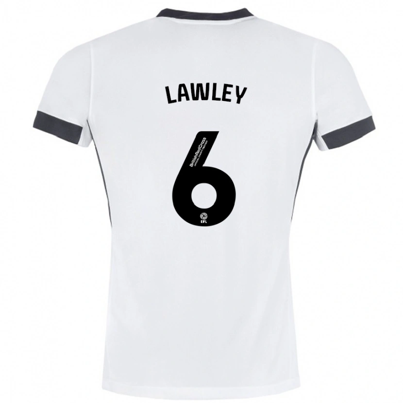 Danxen Kvinder Gemma Lawley #6 Hvid Sort Udebane Spillertrøjer 2024/25 Trøje T-Shirt
