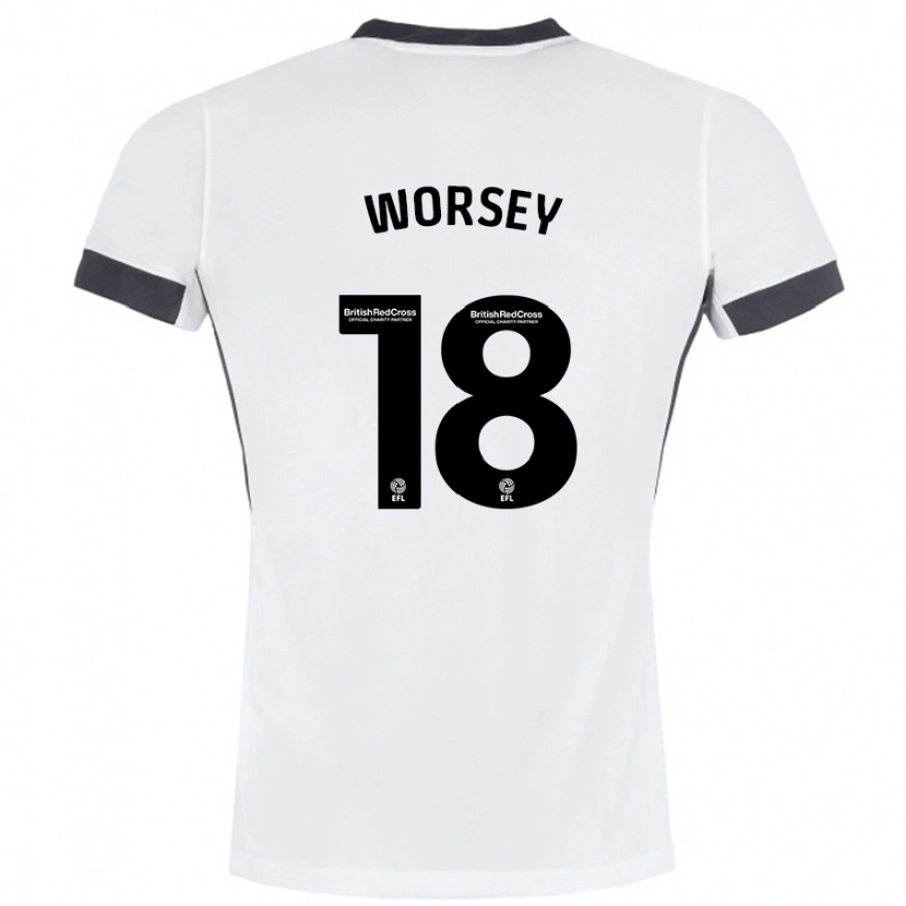 Danxen Kvinder Louanne Worsey #18 Hvid Sort Udebane Spillertrøjer 2024/25 Trøje T-Shirt