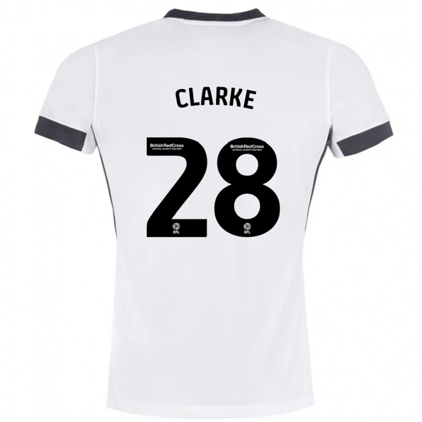 Danxen Kvinder Charlotte Clarke #28 Hvid Sort Udebane Spillertrøjer 2024/25 Trøje T-Shirt