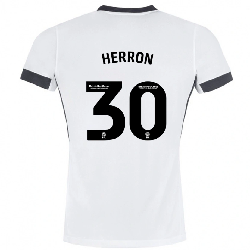 Danxen Kvinder Neve Herron #30 Hvid Sort Udebane Spillertrøjer 2024/25 Trøje T-Shirt
