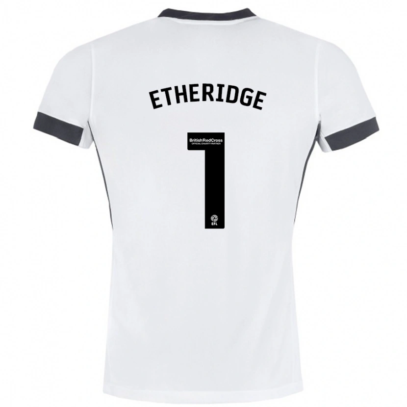 Danxen Kvinder Neil Etheridge #1 Hvid Sort Udebane Spillertrøjer 2024/25 Trøje T-Shirt