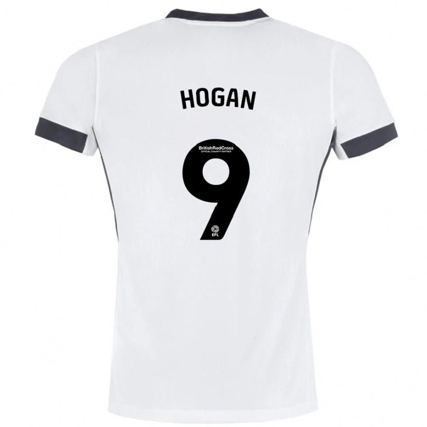 Danxen Kvinder Scott Hogan #9 Hvid Sort Udebane Spillertrøjer 2024/25 Trøje T-Shirt