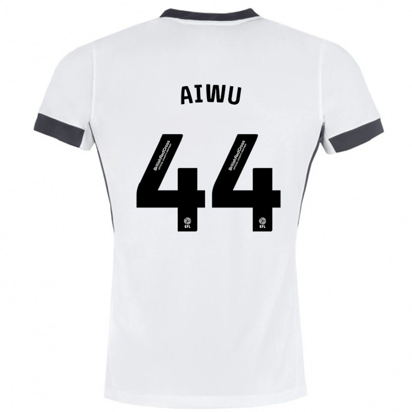 Danxen Kvinder Emanuel Aiwu #44 Hvid Sort Udebane Spillertrøjer 2024/25 Trøje T-Shirt